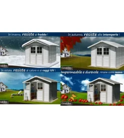Casette Da Giardino-Grosfillex Casetta da giardino in pvc "deco 5" bianco e grigio-verde 295x261x236 cm - 22905140