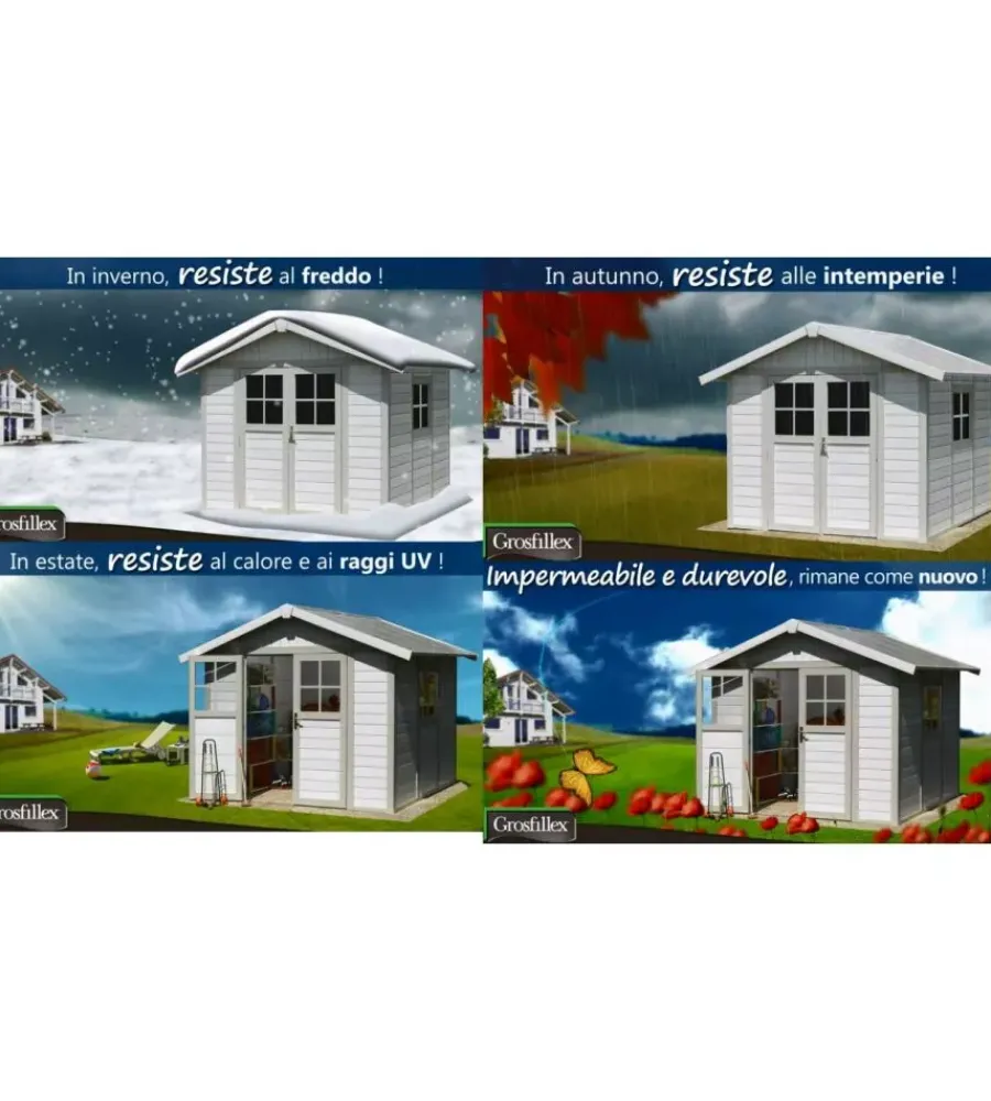 Online Casetta da giardino in pvc "sherwood deco 7" effetto legno 370x298x250 cm - cod. 22907681 Casette Da Giardino
