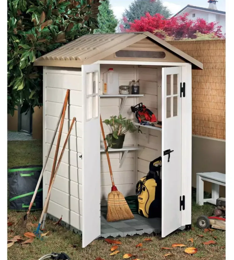 Casette Da Giardino-Garofalo Casetta da giardino in pvc "tuscany evo 120.2p" l.137 x p.144 x h.214