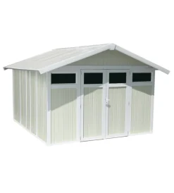 Casette Da Giardino-Grosfillex Casetta da giardino in pvc "utility 11" grigio-verde e bianco 370x407x250 cm - cod. 22811138