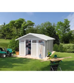 Casette Da Giardino-Grosfillex Casetta da giardino in pvc "utility 11" grigio-verde e bianco 370x407x250 cm - cod. 22811138