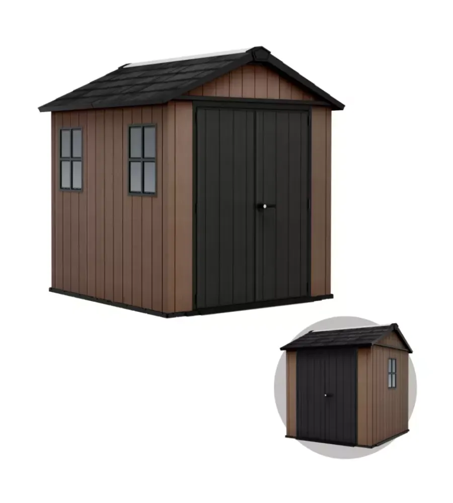 Keter Casette Da Giardino|Casetta da giardino "newton+ 757/775" in resina marrone doppia opzione montaggio 230x223,8x246 cm