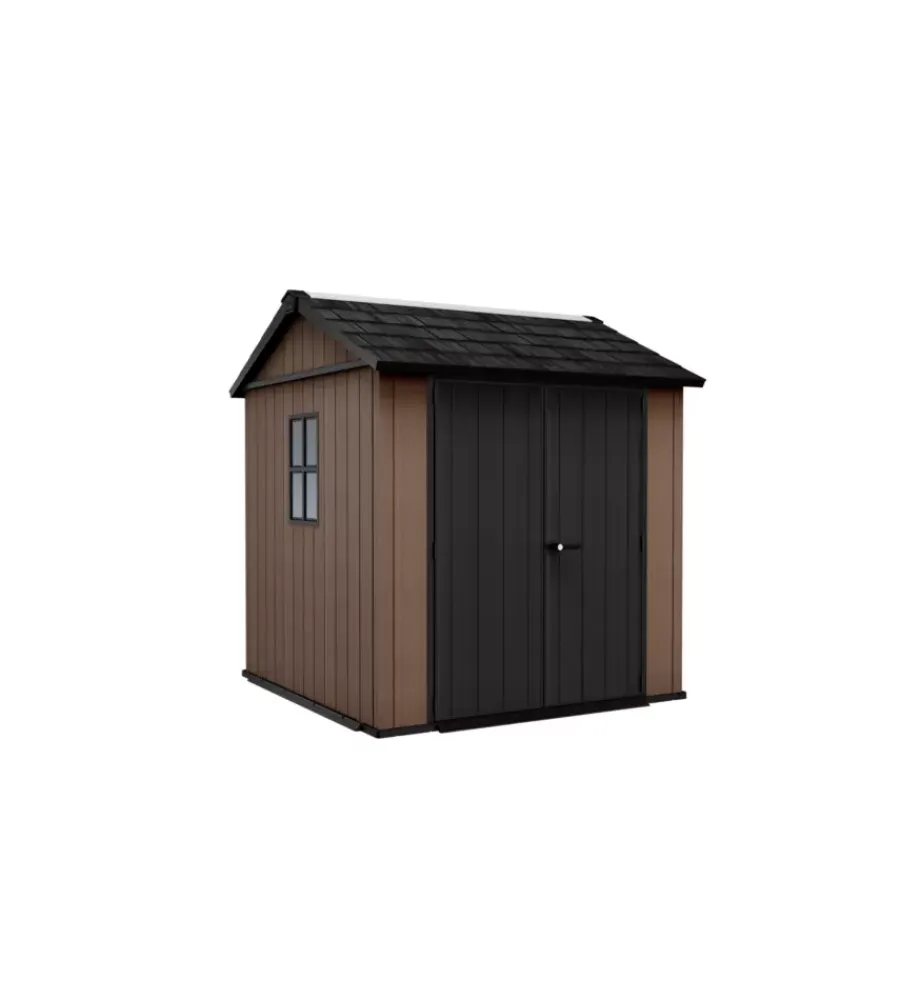 Keter Casette Da Giardino|Casetta da giardino "newton+ 757/775" in resina marrone doppia opzione montaggio 230x223,8x246 cm