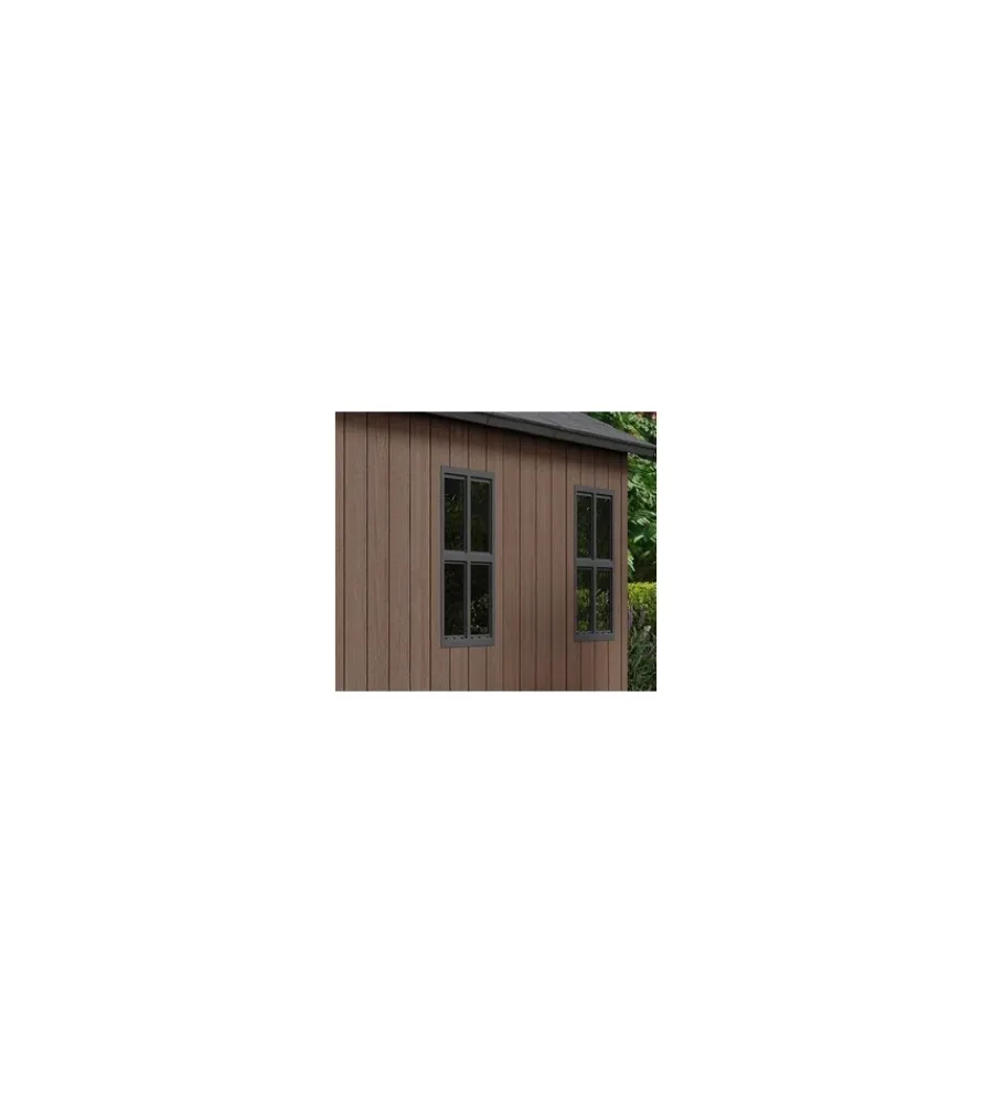 Keter Casette Da Giardino|Casetta da giardino "newton+ 757/775" in resina marrone doppia opzione montaggio 230x223,8x246 cm