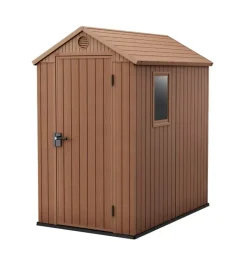 Keter Casette Da Giardino|Casetta da giardino "darwin 4x6" in evotech+ colore marrone con porta battente singola 125,8x184,5x205,1 cm