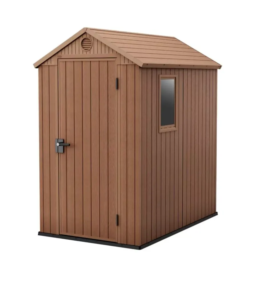 Keter Casette Da Giardino|Casetta da giardino "darwin 4x6" in evotech+ colore marrone con porta battente singola 125,8x184,5x205,1 cm