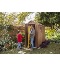 Keter Casette Da Giardino|Casetta da giardino "darwin 4x6" in evotech+ colore marrone con porta battente singola 125,8x184,5x205,1 cm