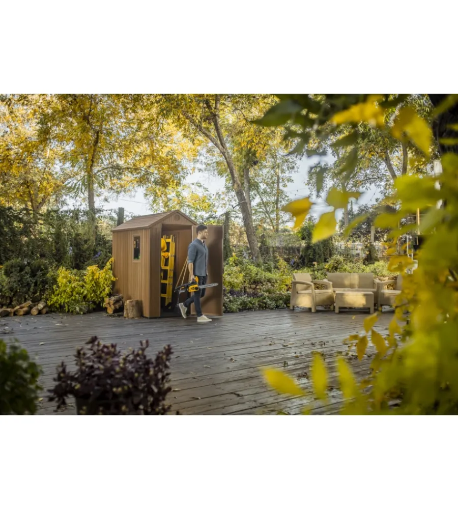 Keter Casette Da Giardino|Casetta da giardino "darwin 4x6" in evotech+ colore marrone con porta battente singola 125,8x184,5x205,1 cm