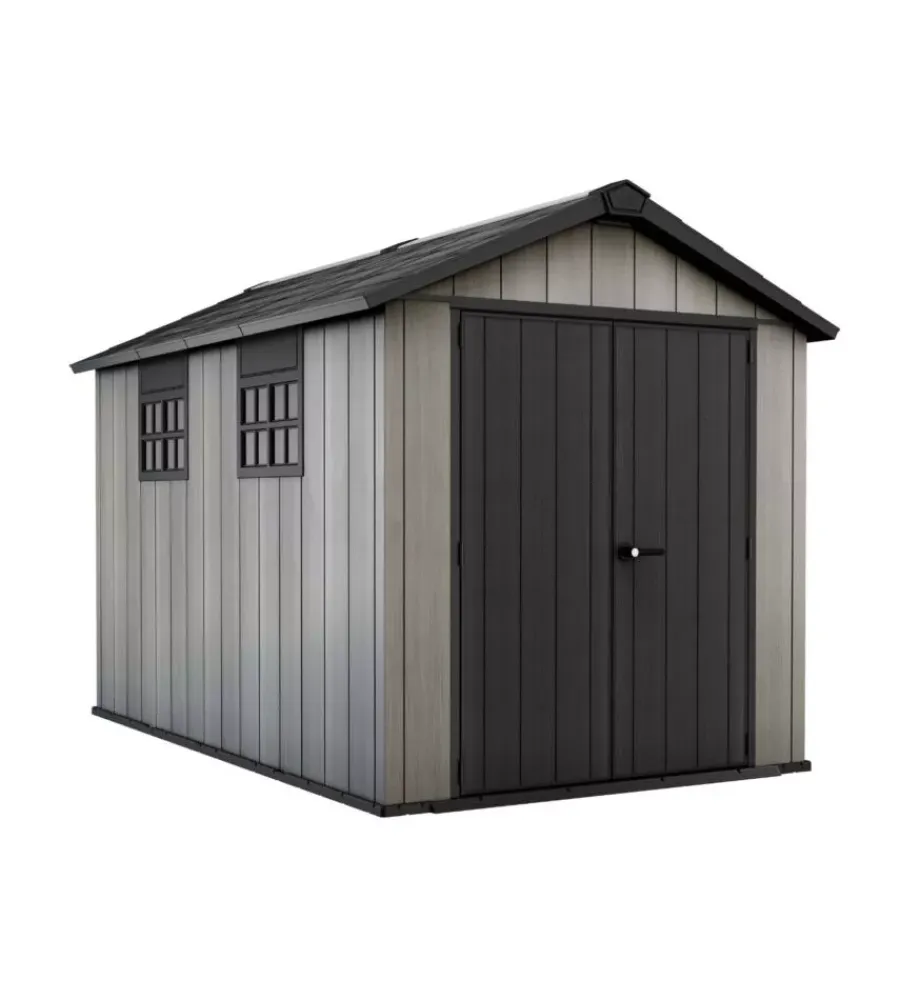 Best Casetta da giardino "oakland 7511" in duotech colore grigio con porta battente doppia 230x350x242 cm Casette Da Giardino
