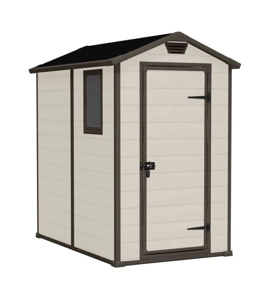 Casette Da Giardino-Keter Casetta da giardino "manor 4x6" in resina colore beige con porta battente singola 130x192x198 cm