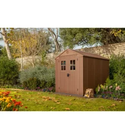 Keter Casette Da Giardino|Casetta da giardino "darwin 6x8" in evotech+ colore marrone con porta battente doppia 190x244x221 cm