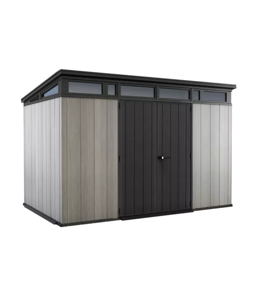 Keter Casette Da Giardino|Casetta da giardino "artisan 11x7" in duotech colore grigio con porta battente doppia 342x218x226 cm