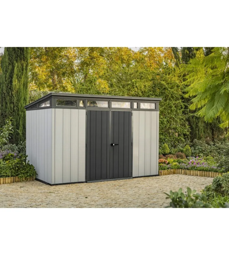 Keter Casette Da Giardino|Casetta da giardino "artisan 11x7" in duotech colore grigio con porta battente doppia 342x218x226 cm