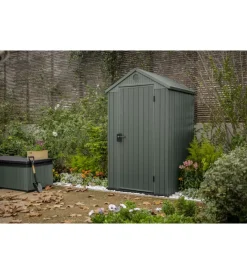 Casette Da Giardino-Keter Casetta da giardino "darwin 4x4" in evotech+ colore verde con porta battente singola 123,8x117x205,1 cm