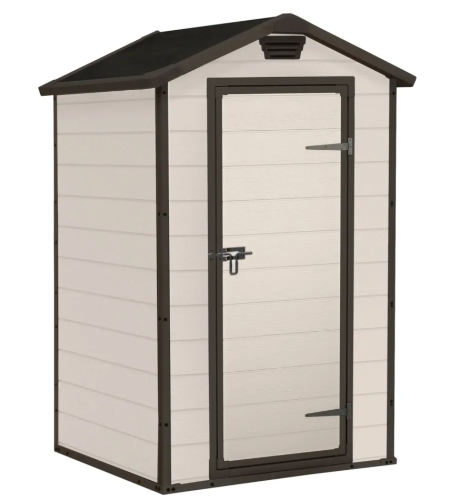 Clearance Casetta da giardino "manor 4x3" in resina colore beige con porta battente singola 129x103x196 cm Casette Da Giardino