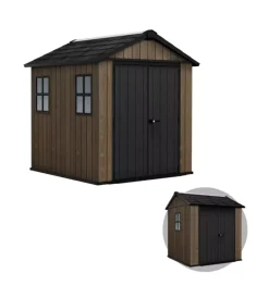 Keter Casette Da Giardino|Casetta da giardino "apex 757/775" in resina marrone doppia opzione montaggio 230x223,8x246 cm