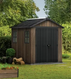 Keter Casette Da Giardino|Casetta da giardino "apex 757/775" in resina marrone doppia opzione montaggio 230x223,8x246 cm