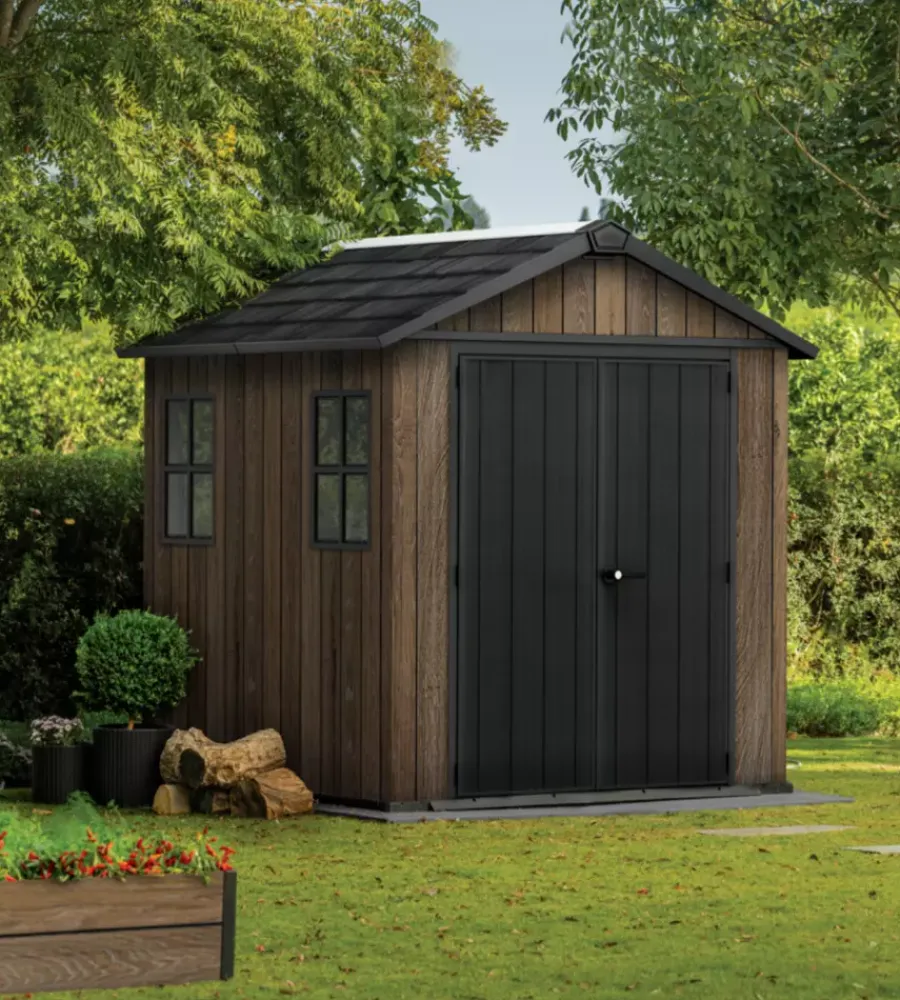 Keter Casette Da Giardino|Casetta da giardino "apex 757/775" in resina marrone doppia opzione montaggio 230x223,8x246 cm