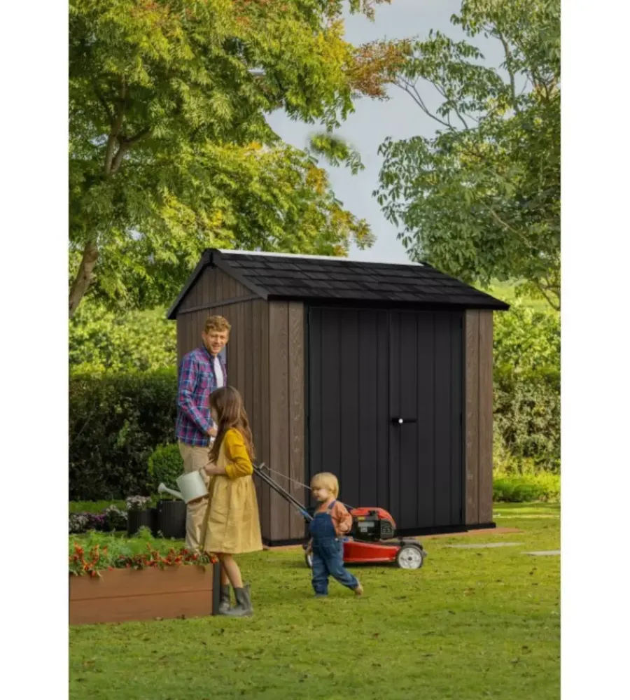 Keter Casette Da Giardino|Casetta da giardino "apex 757/775" in resina marrone doppia opzione montaggio 230x223,8x246 cm