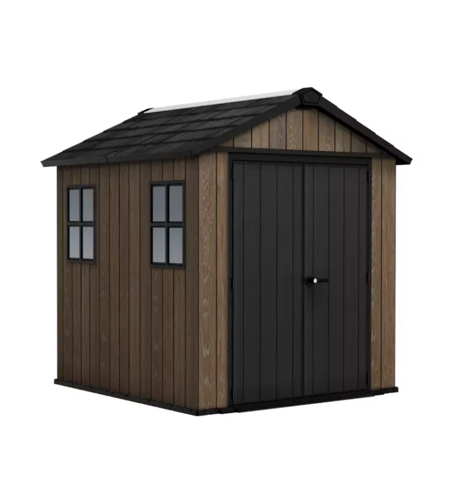 Keter Casette Da Giardino|Casetta da giardino "apex 757/775" in resina marrone doppia opzione montaggio 230x223,8x246 cm