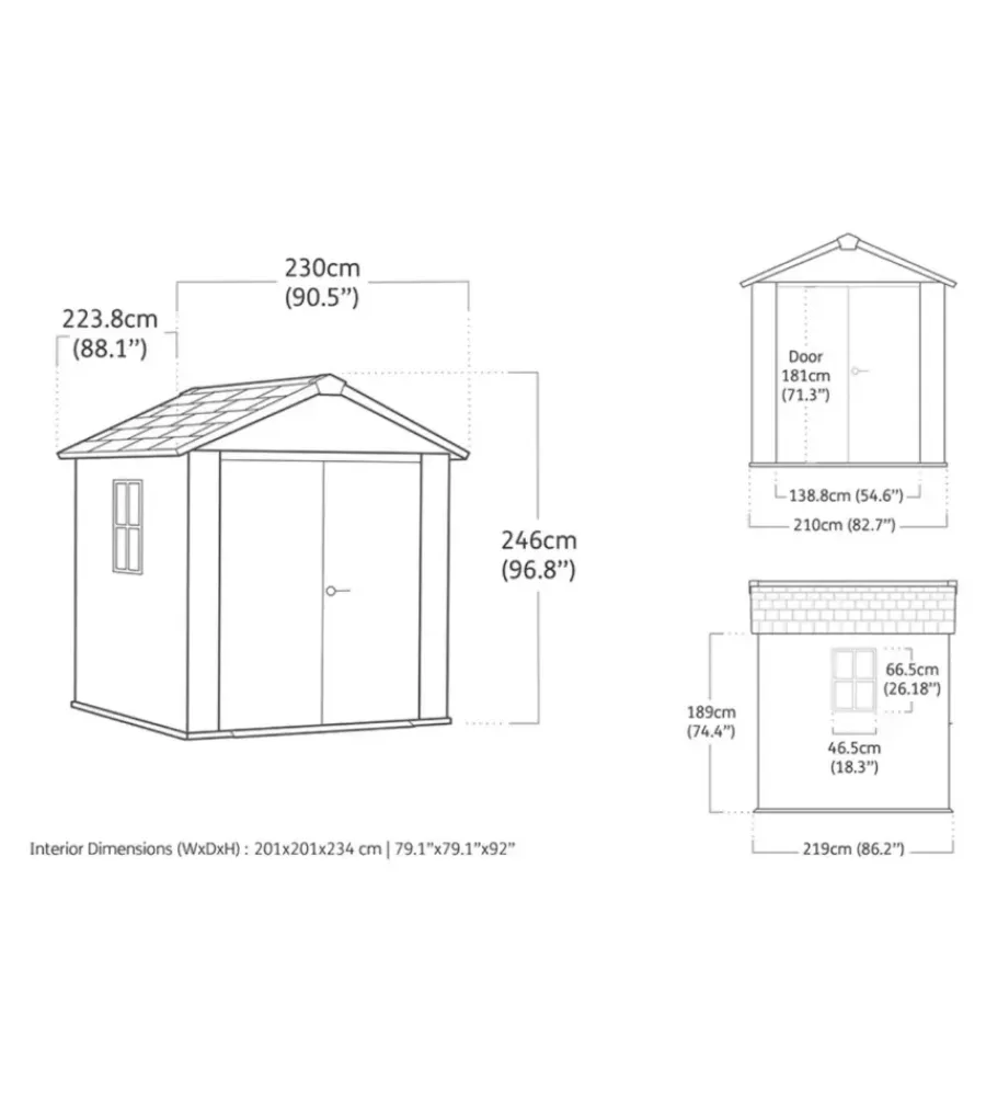 Keter Casette Da Giardino|Casetta da giardino "apex 757/775" in resina marrone doppia opzione montaggio 230x223,8x246 cm
