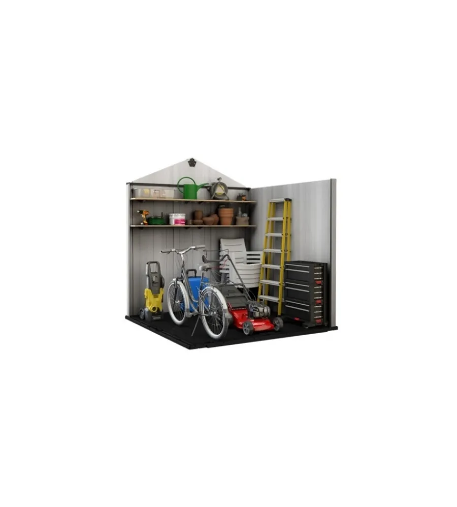 Casette Da Giardino-Keter Casetta da giardino "oakland 757" in duotech colore grigio con porta battente doppia 229x223,5x242 cm