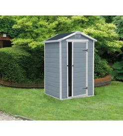 Keter Casette Da Giardino|Casetta da giardino "manor 4x3" in resina colore grigio con porta battente singola 129x103x196 cm