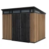 Outlet Casetta da giardino "pent 9x7" in resina marrone con porta battente doppia 277x218x226 cm Casette Da Giardino
