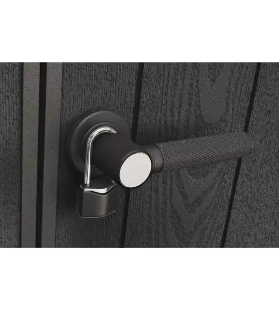 Outlet Casetta da giardino "pent 9x7" in resina marrone con porta battente doppia 277x218x226 cm Casette Da Giardino