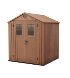 Keter Casette Da Giardino|Casetta da giardino "darwin 6x6" in evotech+ colore marrone con porta battente doppia 190x183x221 cm