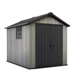 Keter Casette Da Giardino|Casetta da giardino "oakland 759" in duotech colore grigio con porta battente doppia 229x287x242 cm