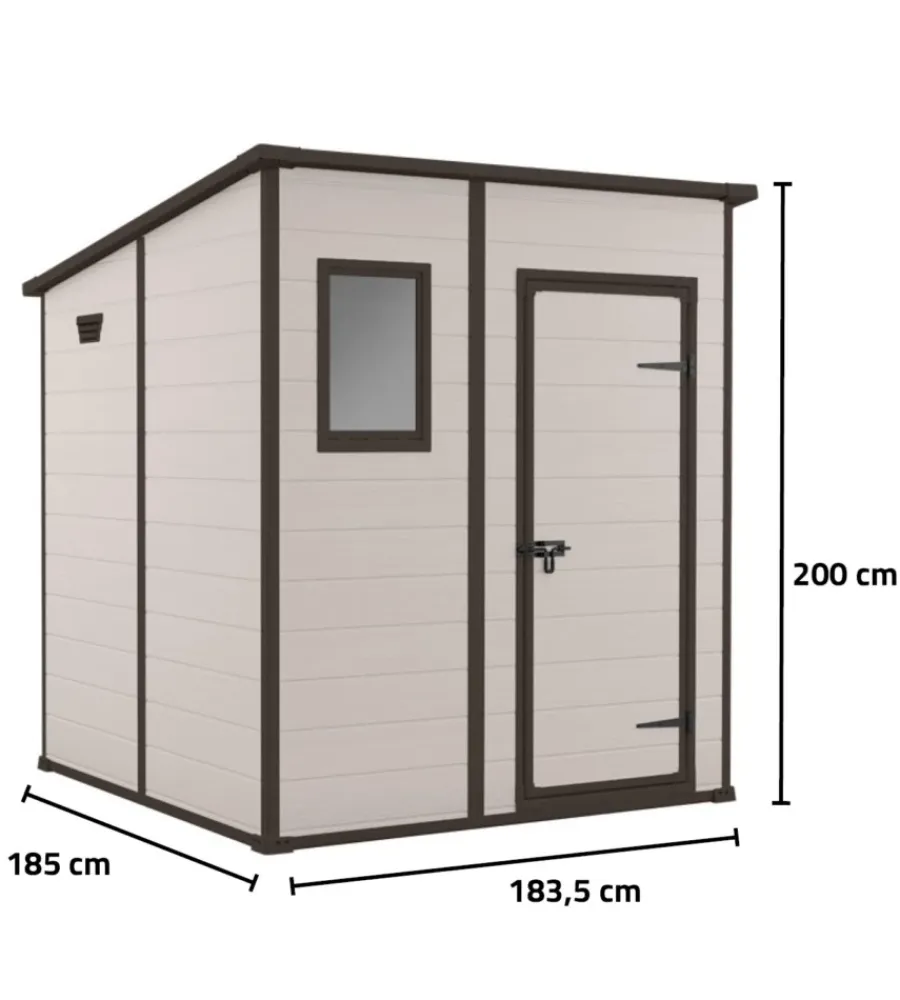 Sale Casetta da giardino "manor pent 6x6" in resina colore beige con porta battente singola 183,5x185x200 cm Casette Da Giardino