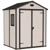 Casette Da Giardino-Keter Casetta da giardino "manor 6x5" in resina colore beige con porta battente doppia 185x152x226 cm