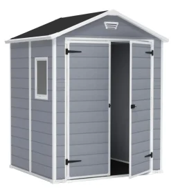 Keter Casette Da Giardino|Casetta da giardino "manor 6x5" in resina colore grigio con porta battente doppia 185x152x226 cm