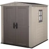 Keter Casette Da Giardino|Casetta da giardino "factor 6x6" in resina colore beige con porta battente doppia 178x195,5x208 cm