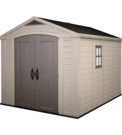 Casette Da Giardino-Keter Casetta da giardino "factor 8x11" in resina colore beige con porta battente doppia 256,4x331,5x243 cm