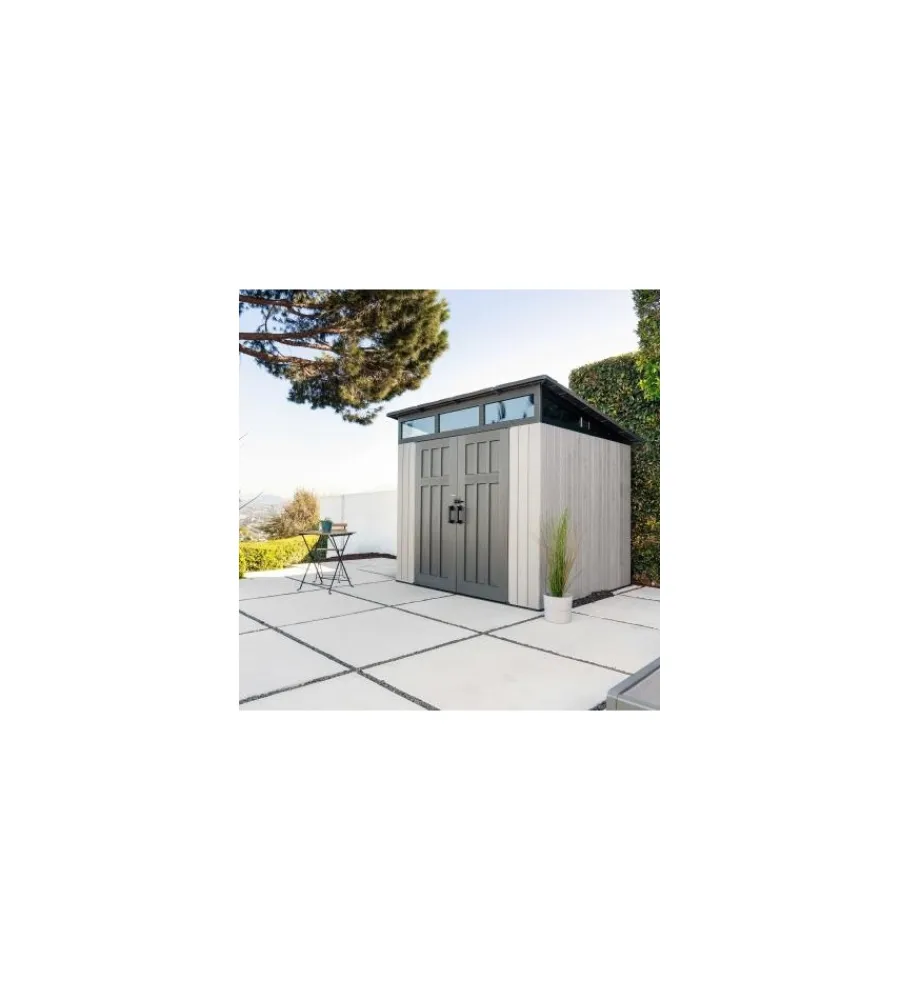 Casette Da Giardino-Lifetime Casetta da giardino in resina effetto legno grigio 2,54x2,54x2,37 cm