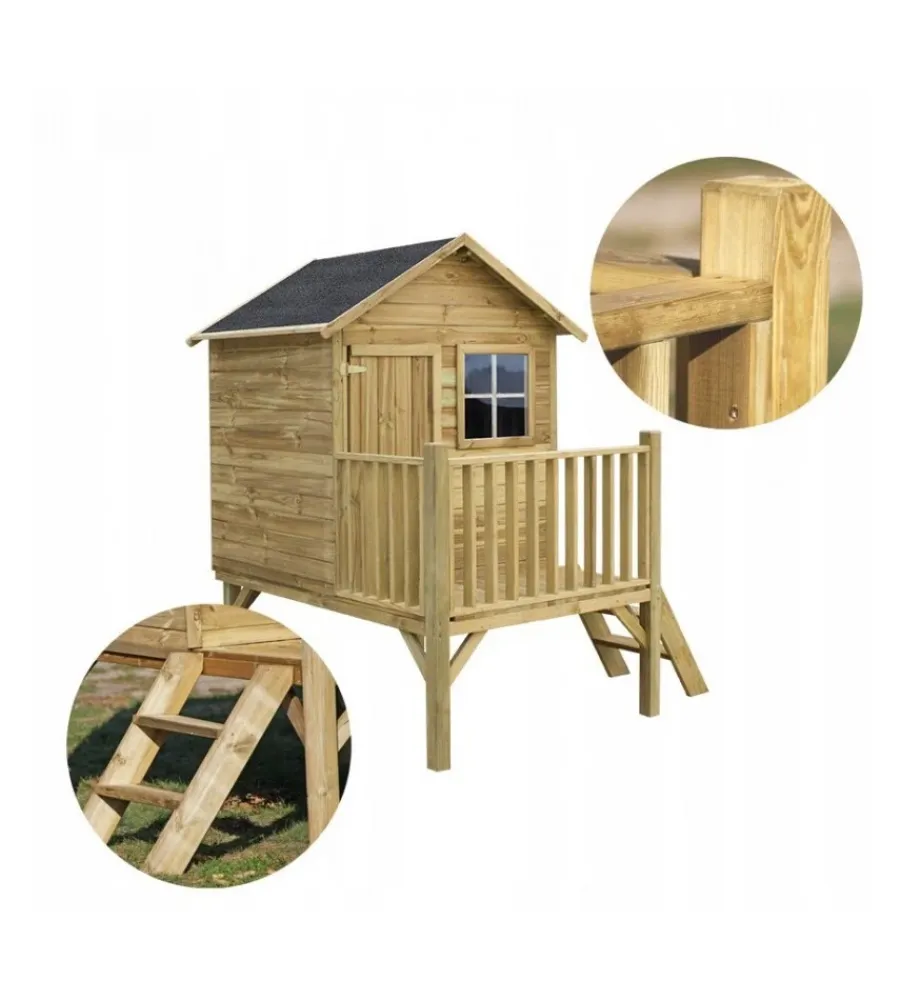 Casetta da giardino per bambini in legno "tomek" 174x123x212 cm Casette Da Giardino