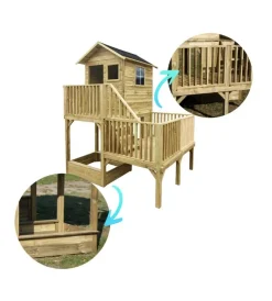 Casette Da Giardino-Domus Casetta da giardino per bambini in legno "hubert" con scivolo e sabbiera 226,5x176x272 cm