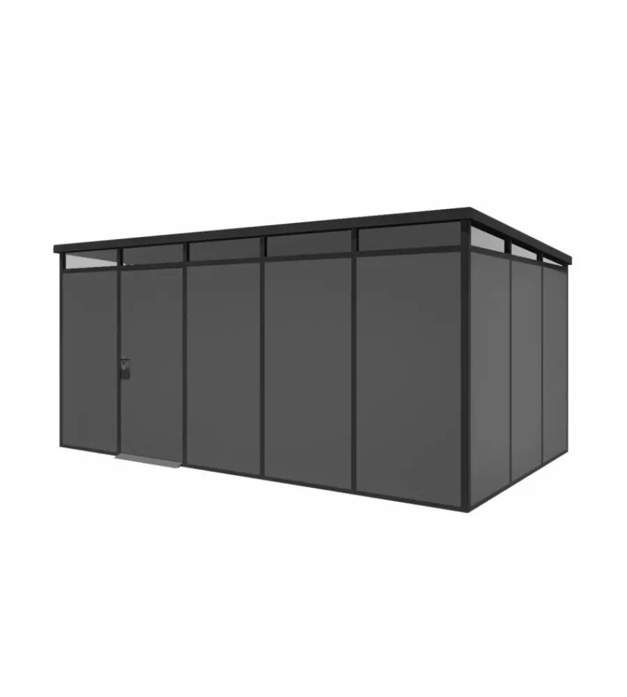 ArtPlast Casette Da Giardino|Casetta da giardino prefabbricata in pvc e alluminio "modulare" nero e grigio 3x5 mt
