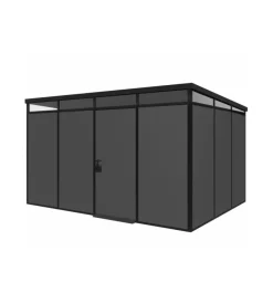 ArtPlast Casette Da Giardino|Casetta da giardino prefabbricata in pvc e alluminio "modulare" nero e grigio 3x4 mt