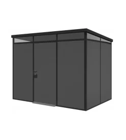 ArtPlast Casette Da Giardino|Casetta da giardino prefabbricata in pvc e alluminio "modulare" nero e grigio 3x2 mt
