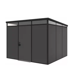 ArtPlast Casette Da Giardino|Casetta da giardino prefabbricata in pvc e alluminio "modulare" nero e grigio 3x3 mt