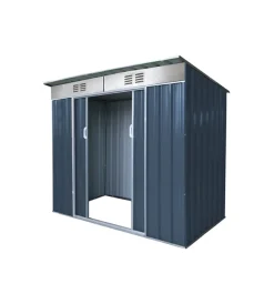 Domus Casette Da Giardino|Casetta in lamiera zincata da esterno grigio con tetto piatto 173x145x200 cm