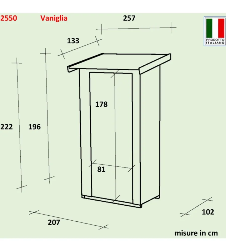 Clearance Casetta in legno addossata da giardino "vaniglia" in abete 207x102x222 cm Casette Da Giardino