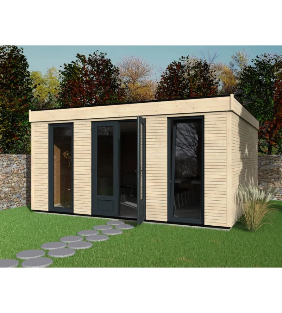 Hot Casetta in legno da giardino prefabbricata decor et jardin "decor home 21mq" in abete bianco nordico 497x497x250 cm Casette Da Giardino