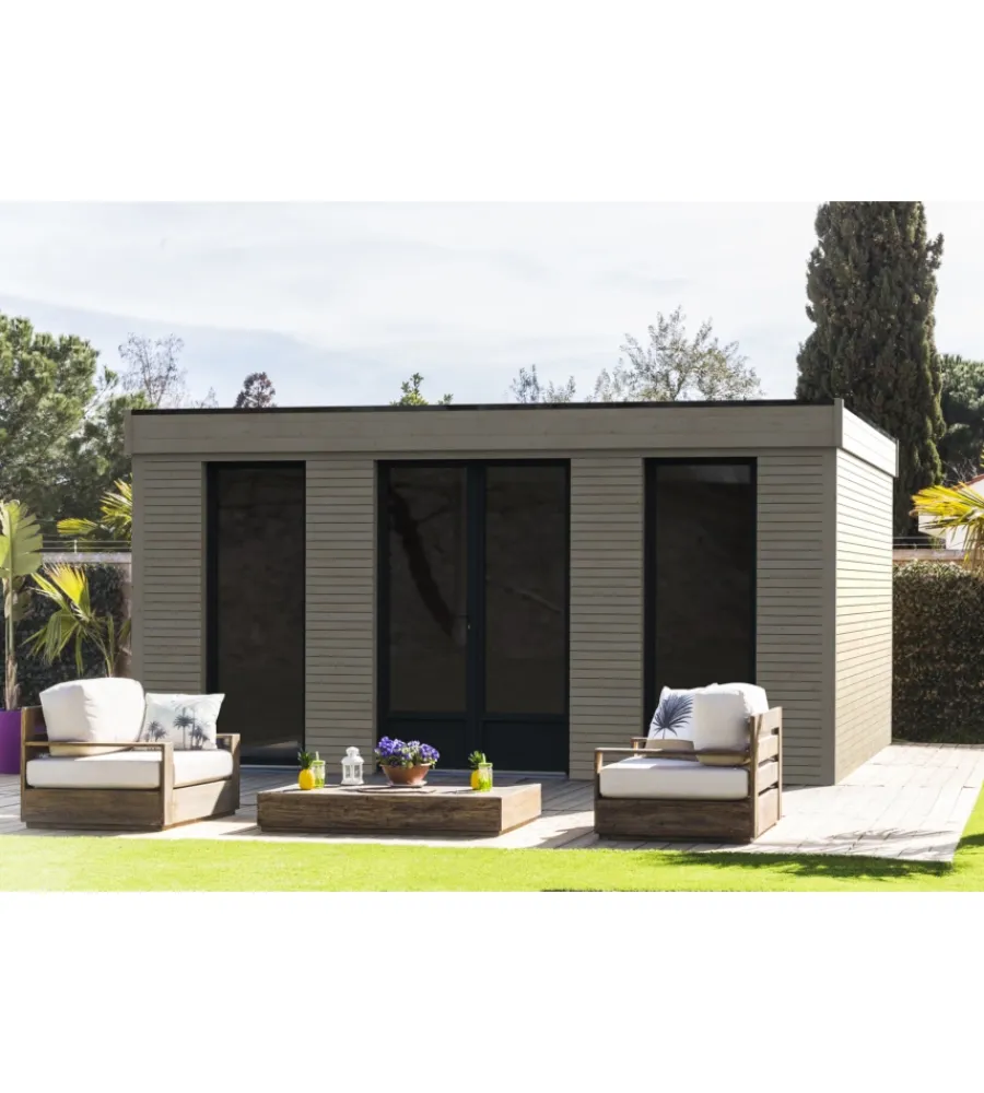 Hot Casetta in legno da giardino prefabbricata decor et jardin "decor home 21mq" in abete bianco nordico 497x497x250 cm Casette Da Giardino