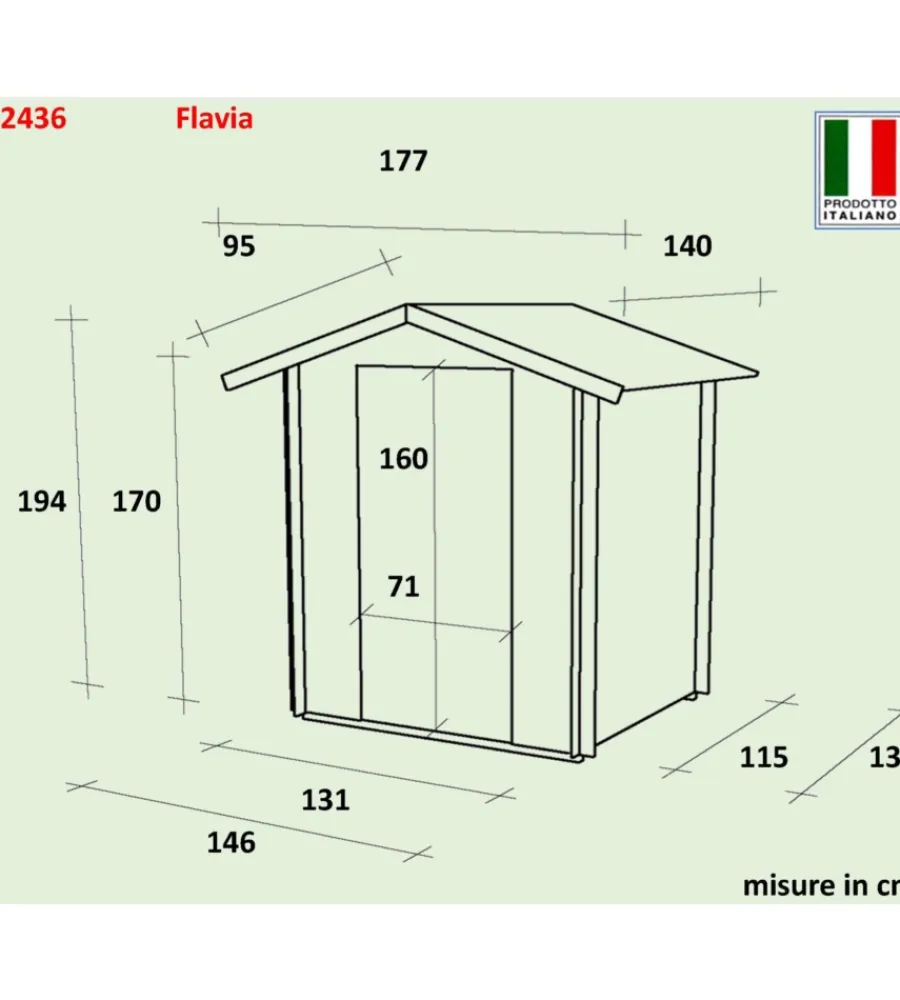 Sale Casetta in legno da giardino "flavia" in abete 146x130x194 cm Casette Da Giardino