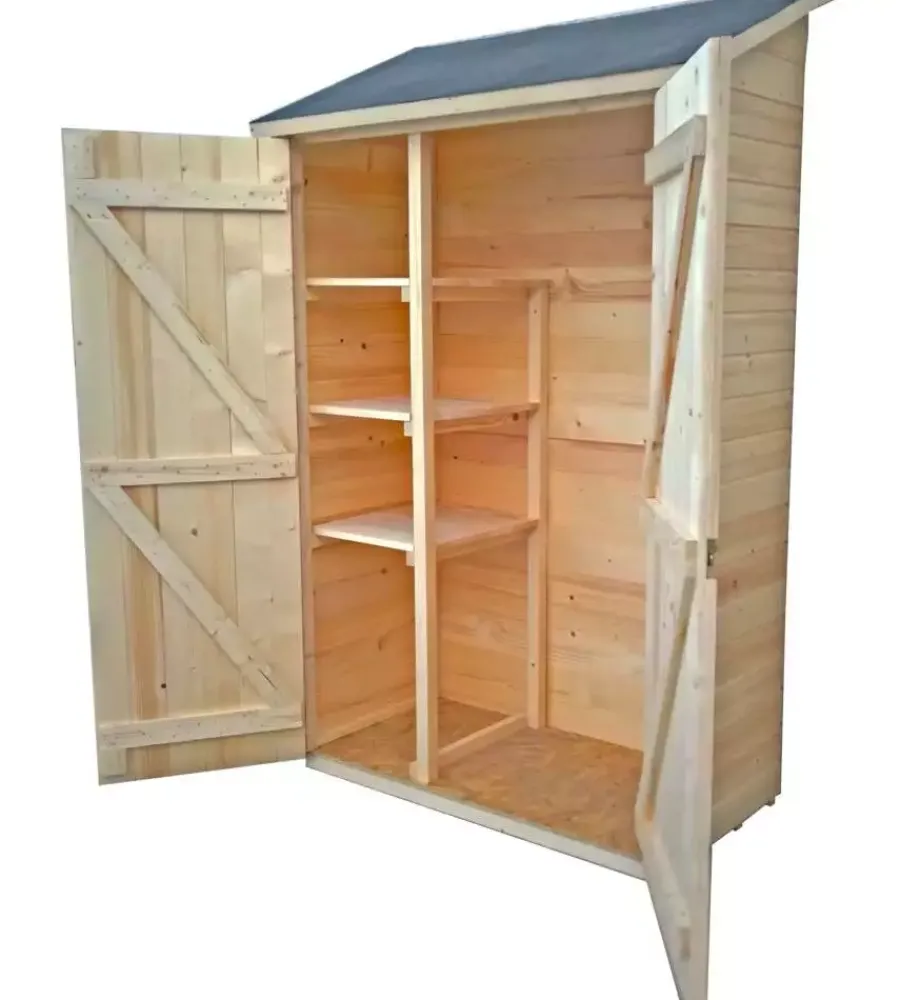 New Casetta in legno da giardino "eden" in abete rosso massiccio e 3 ripiani 132x65x206 cm Casette Da Giardino