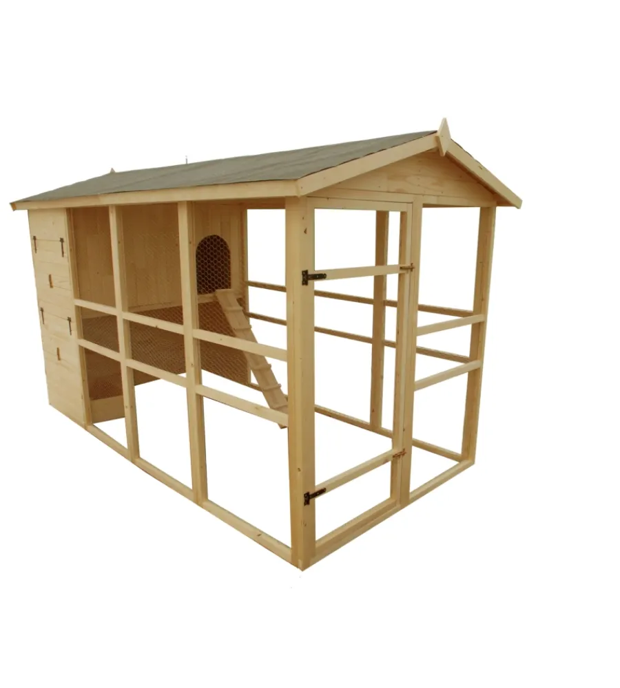 Habrita Recinzione X Animali|Casetta pollaio per galline in legno "po 1632" 175x348x204 cm